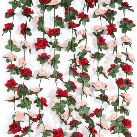 5 Pack 47 FT Fake Rose Vine Flowers Plants Artificial Flower Hanging Rose Ivy - Picture 5 of 6